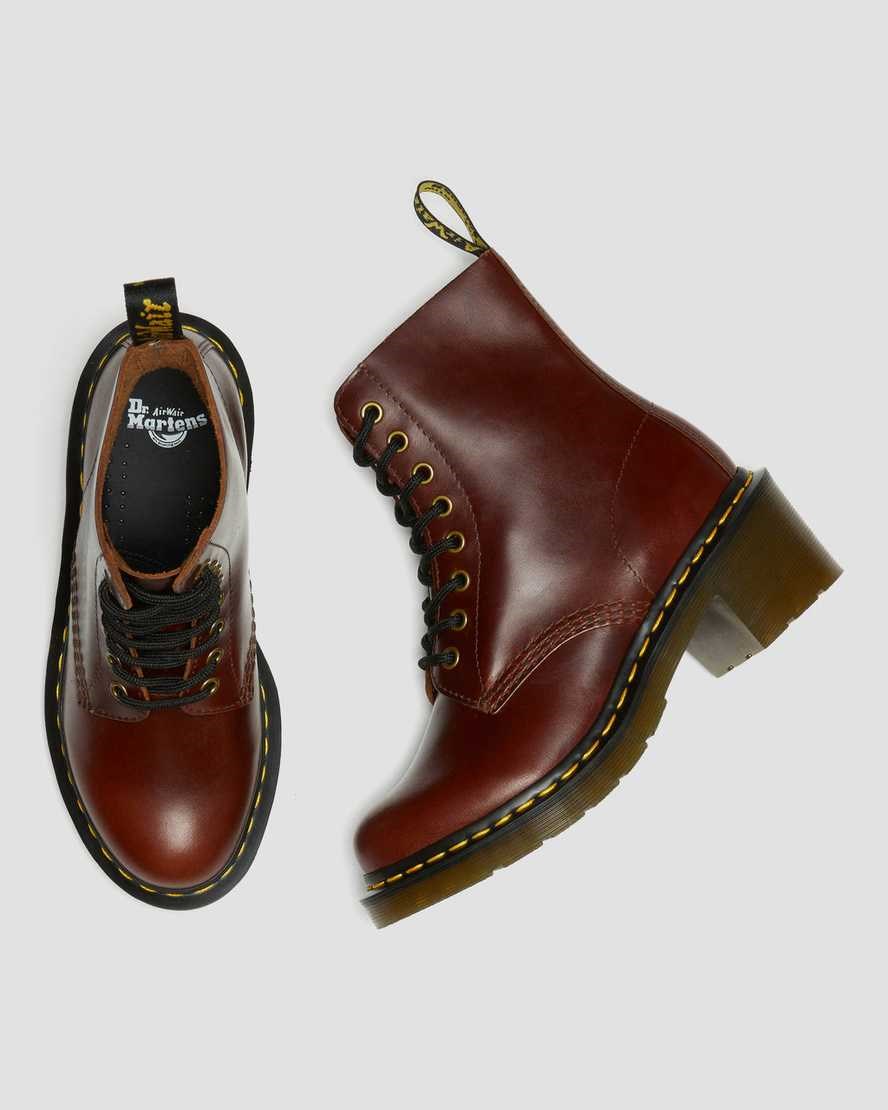 Brown Abruzzo Wp Women's Dr Martens Clemency Leather Heeled Boots | 038674-UEZ