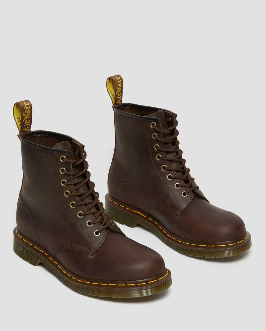 Brown Crazy Horse Leather Men's Dr Martens 1460 Crazy Horse Leather Ankle Boots | 163029-WCM