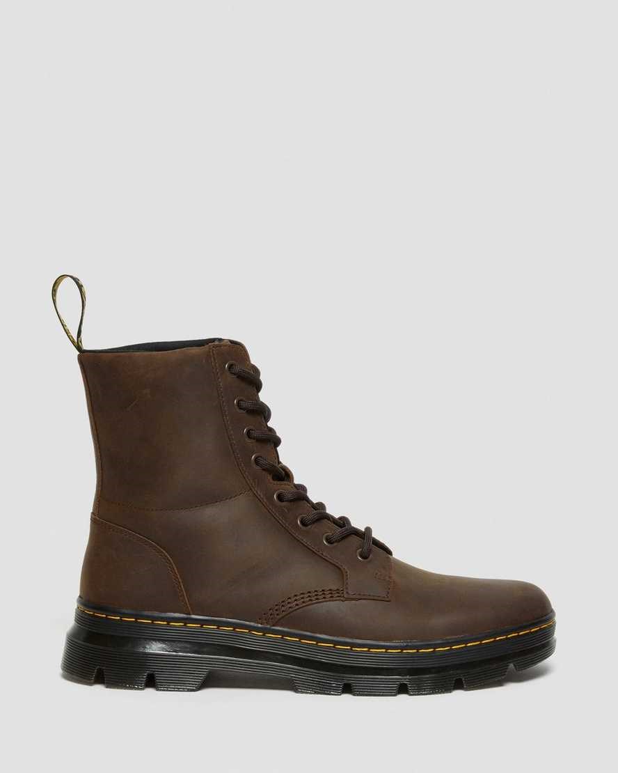 Brown Crazy Horse Leather Men's Dr Martens Combs Crazy Horse Leather Utility Boots | 253690-LYR