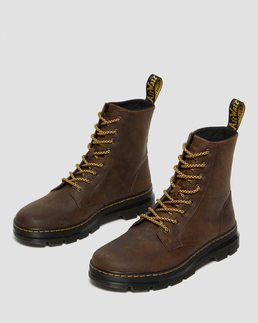 Brown Crazy Horse Leather Men's Dr Martens Combs Crazy Horse Leather Utility Boots | 253690-LYR