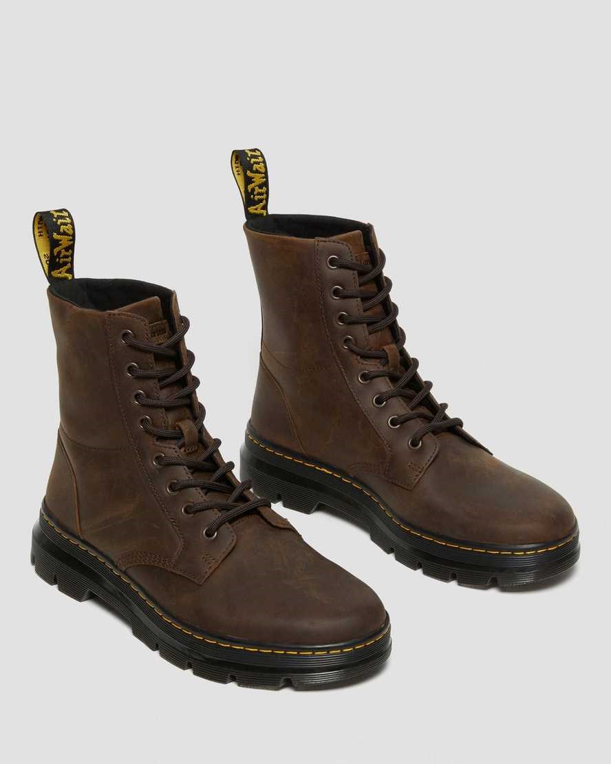 Brown Crazy Horse Leather Men's Dr Martens Combs Crazy Horse Leather Utility Boots | 253690-LYR