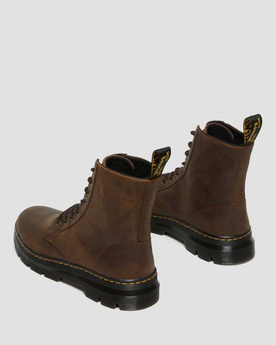 Brown Crazy Horse Leather Men's Dr Martens Combs Crazy Horse Leather Utility Boots | 253690-LYR