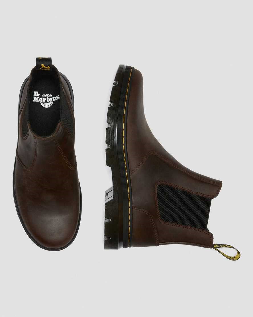 Brown Crazy Horse Leather Men's Dr Martens Embury Crazy Horse Leather Utility Boots | 473256-JGS