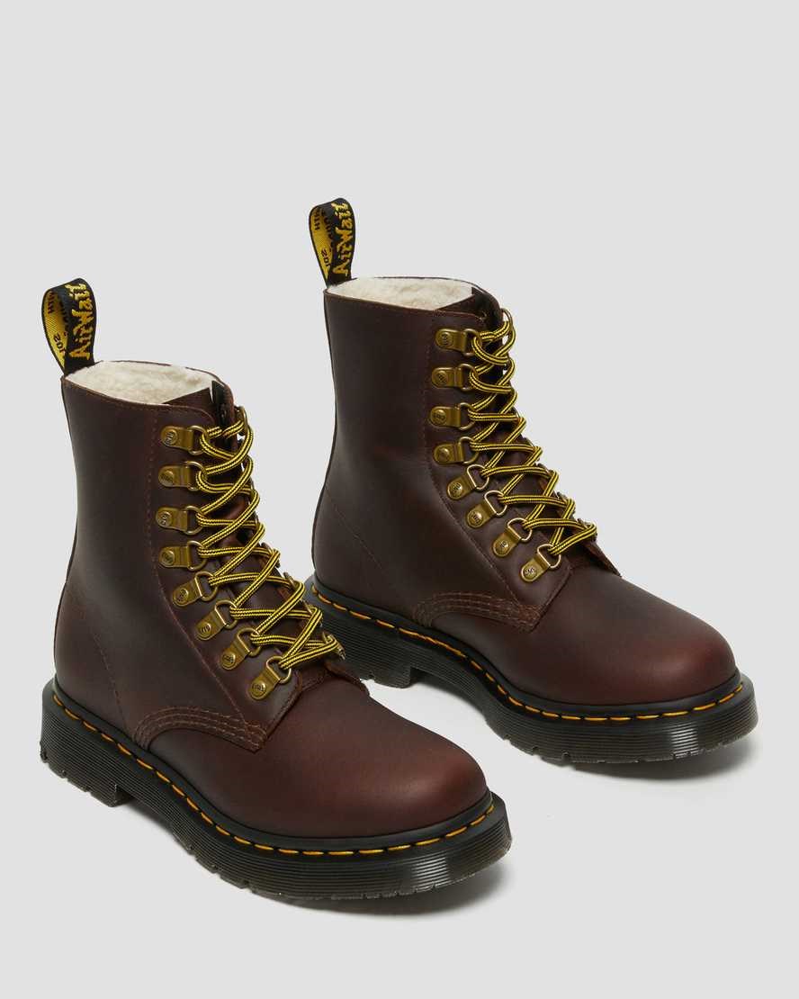 Brown Snowplow Women's Dr Martens 1460 Pascal DM's Wintergrip Leather Ankle Boots | 073815-PEZ