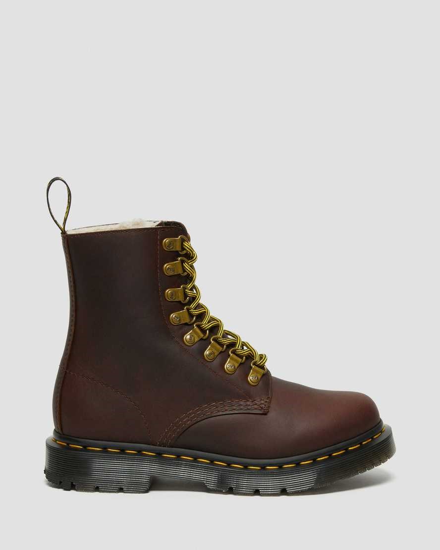 Brown Snowplow Women's Dr Martens 1460 Pascal DM's Wintergrip Leather Lace Up Boots | 745906-PIC