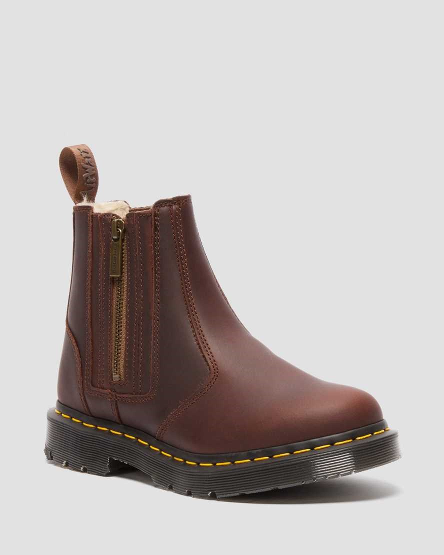 Brown Snowplow Women's Dr Martens 2976 DM's Wintergrip Zip Ankle Boots | 519043-DMT