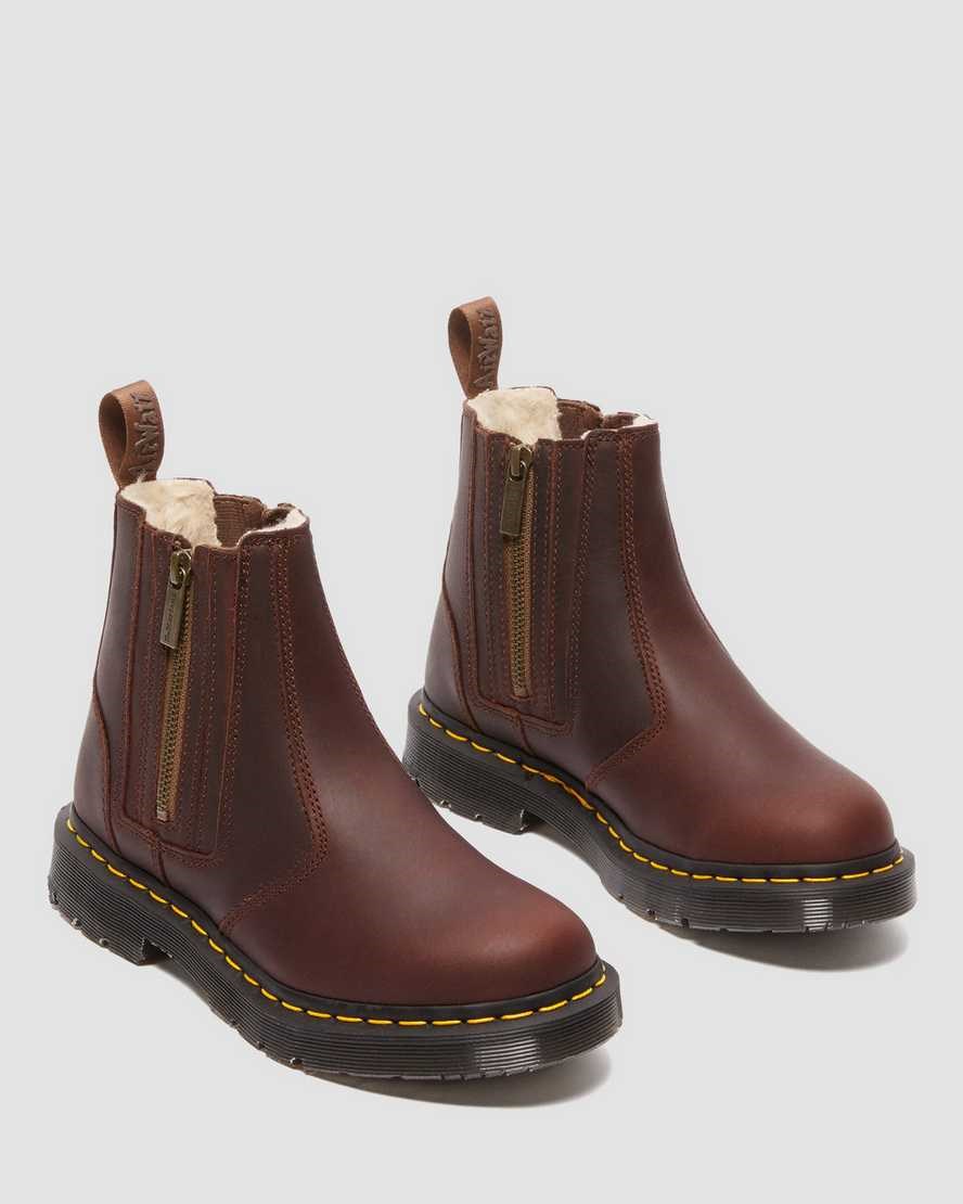 Brown Snowplow Women's Dr Martens 2976 DM's Wintergrip Zip Ankle Boots | 519043-DMT