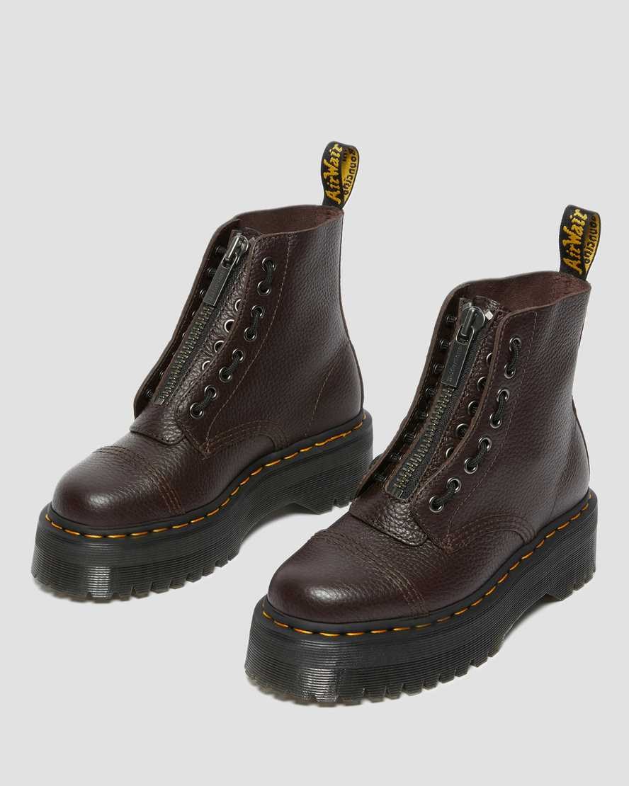 Burgundy Milled Nappa Leather Men's Dr Martens Sinclair Milled Nappa Leather Zip Up Boots | 032756-WHP