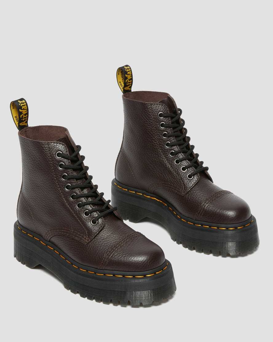 Burgundy Milled Nappa Leather Men's Dr Martens Sinclair Milled Nappa Leather Zip Up Boots | 032756-WHP