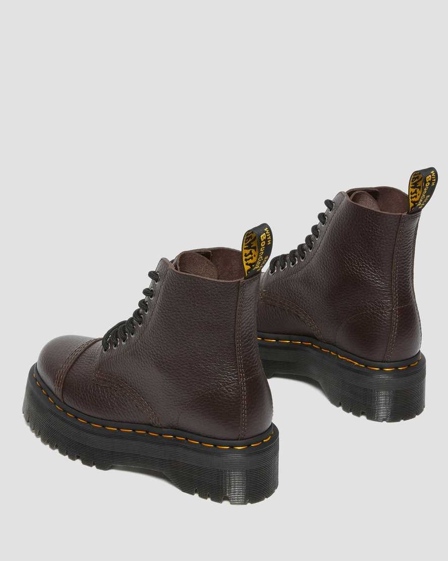 Burgundy Milled Nappa Leather Men's Dr Martens Sinclair Milled Nappa Leather Zip Up Boots | 032756-WHP