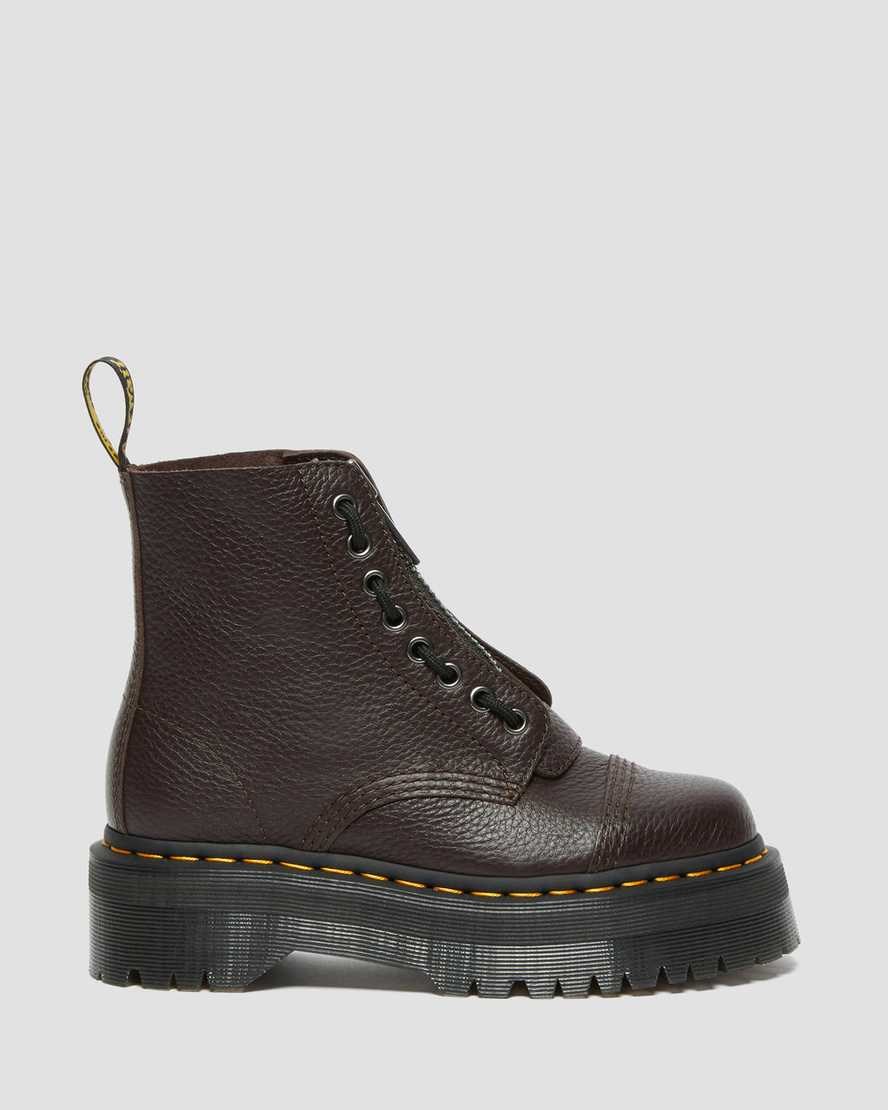 Burgundy Milled Nappa Leather Men's Dr Martens Sinclair Milled Nappa Leather Zip Up Boots | 032756-WHP