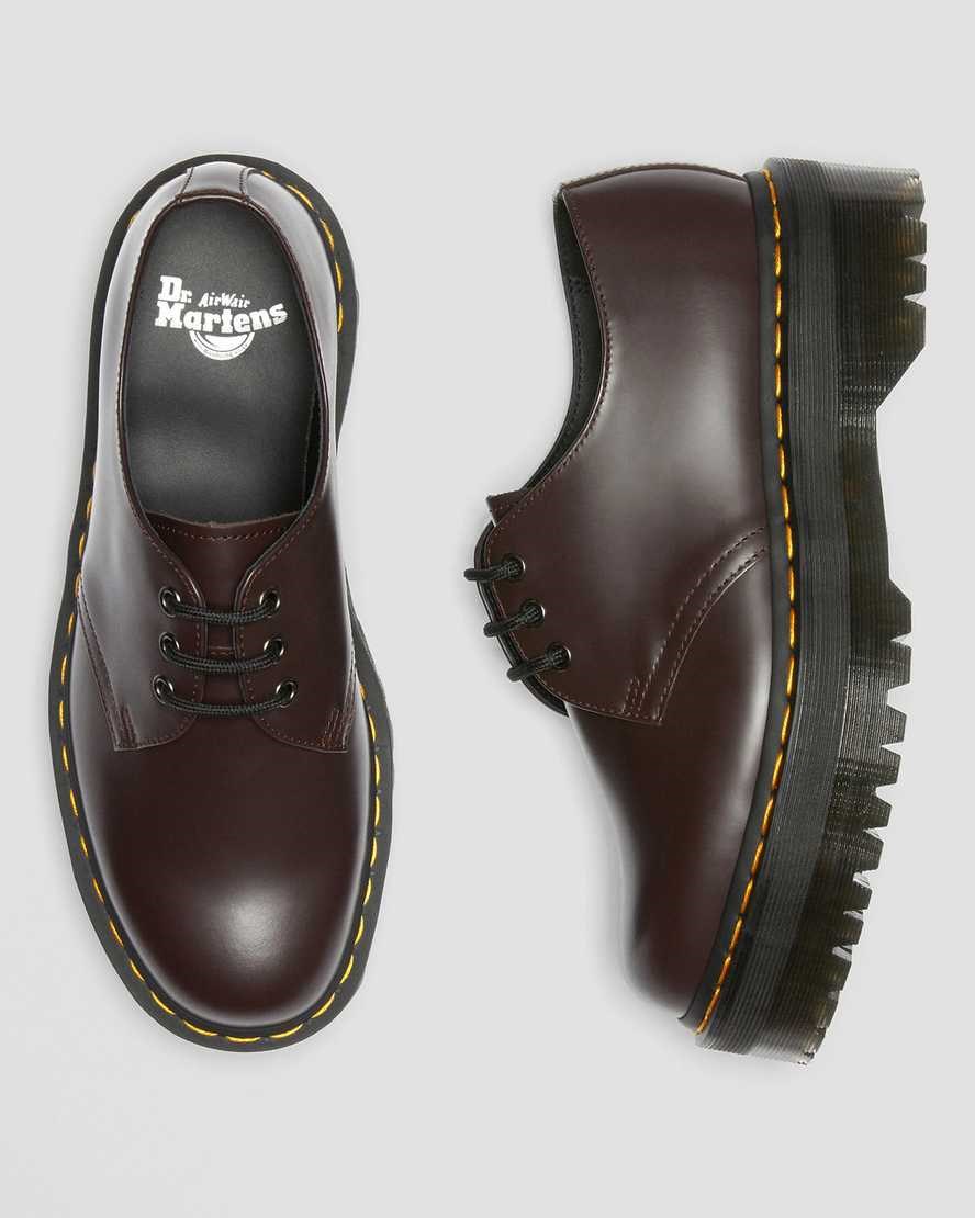 Burgundy Smooth Leather Men's Dr Martens 1461 Smooth Leather Oxford Shoes | 364589-MRW