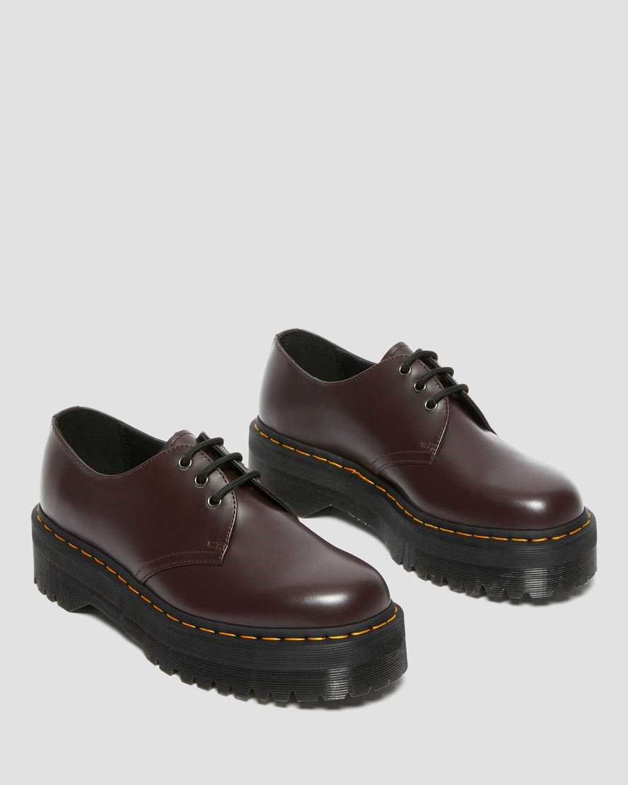 Burgundy Smooth Leather Men's Dr Martens 1461 Smooth Leather Oxford Shoes | 364589-MRW