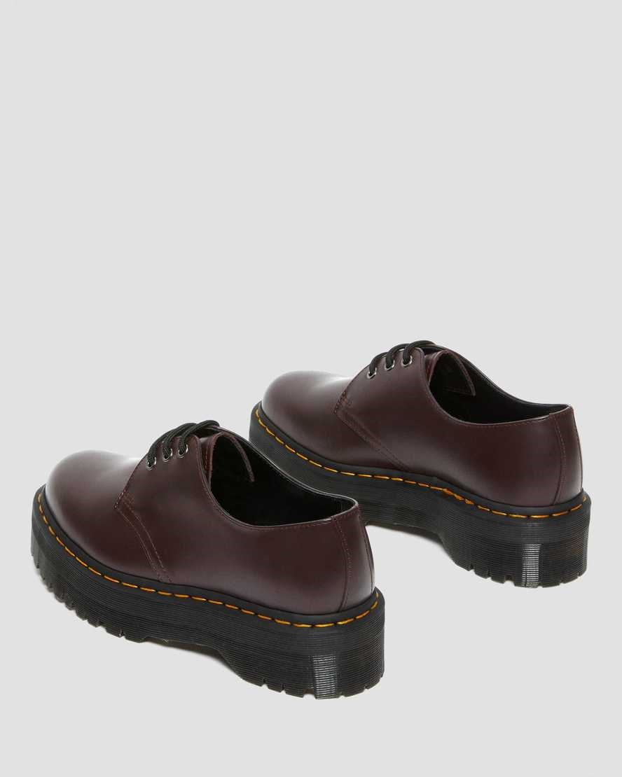 Burgundy Smooth Leather Men's Dr Martens 1461 Smooth Leather Oxford Shoes | 364589-MRW