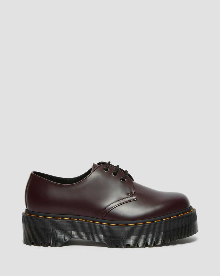 Burgundy Smooth Leather Men's Dr Martens 1461 Smooth Leather Oxford Shoes | 364589-MRW