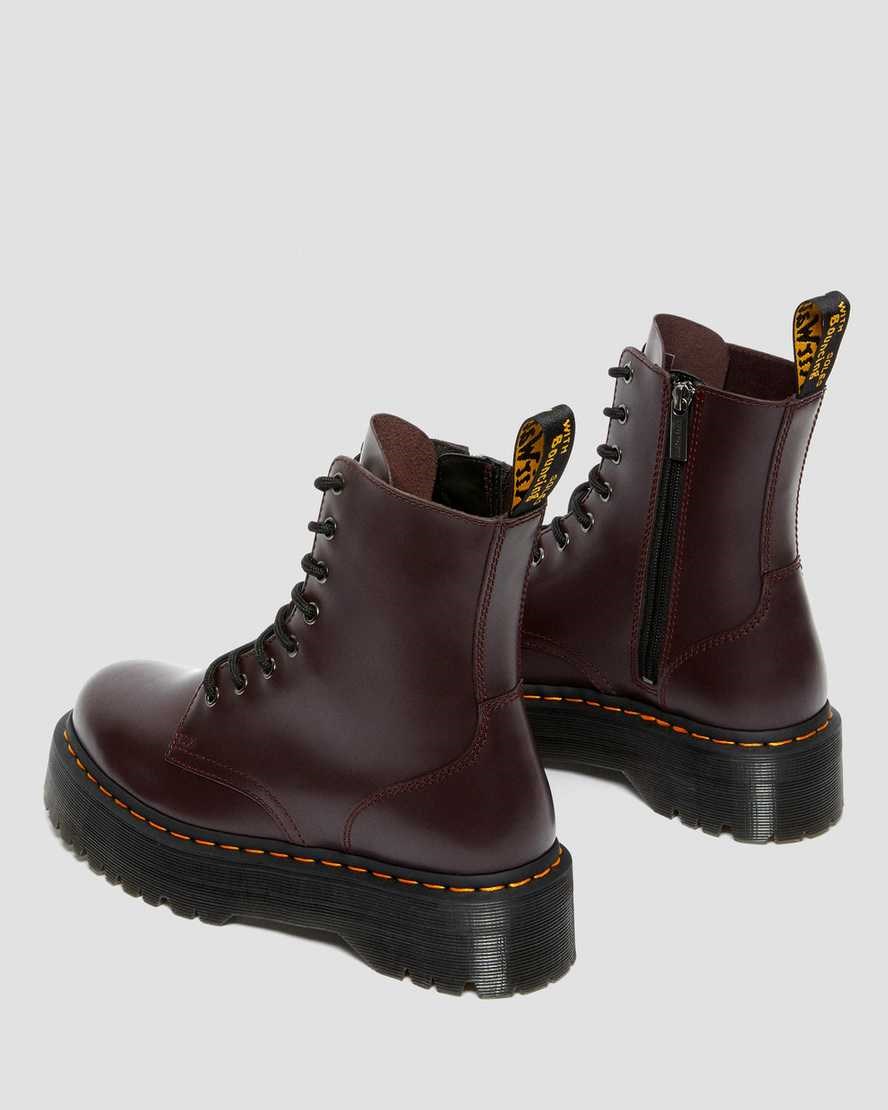 Burgundy Smooth Leather Men's Dr Martens Jadon Smooth Leather Zip Up Boots | 598170-TJM