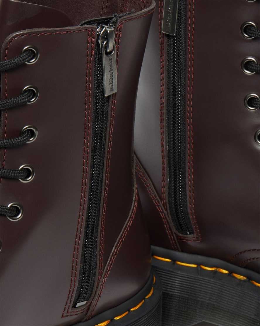 Burgundy Smooth Leather Women's Dr Martens Jadon Smooth Leather Zip Up Boots | 095781-UWM