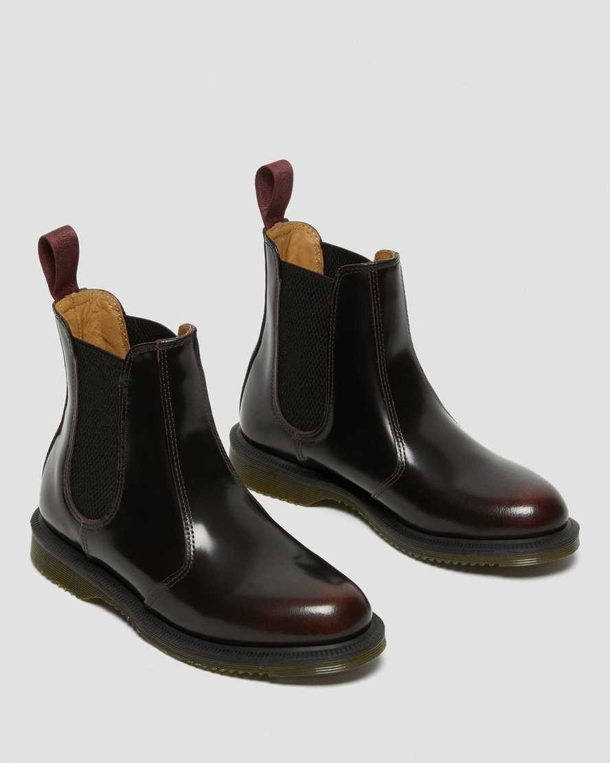 Cherry Red Arcadia Leather Women's Dr Martens Flora Arcadia Leather Chelsea Boots | 596108-AQW