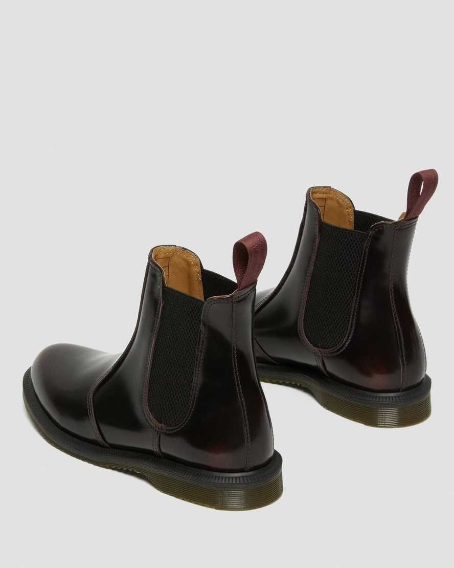 Cherry Red Arcadia Leather Women's Dr Martens Flora Arcadia Leather Chelsea Boots | 596108-AQW