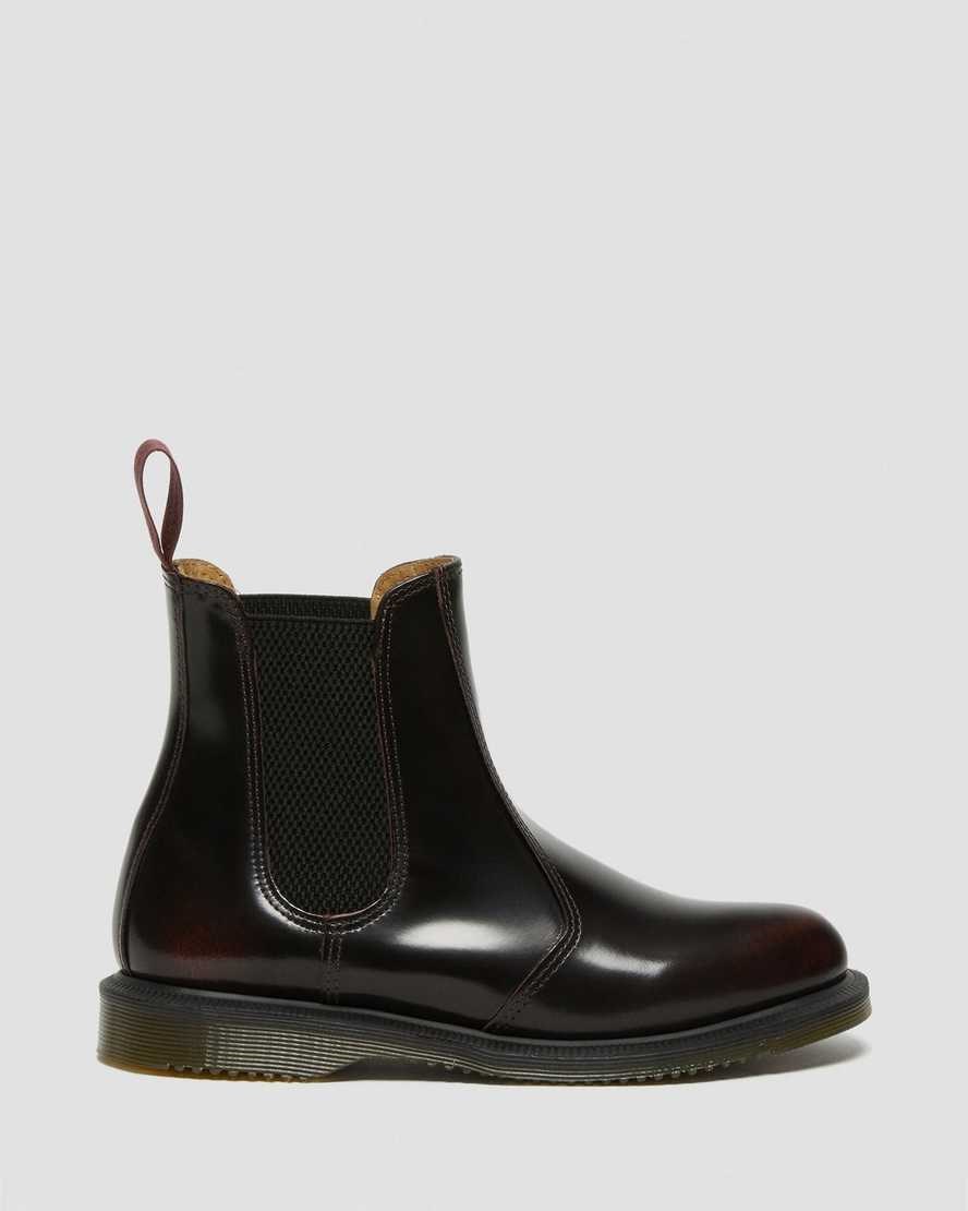 Cherry Red Arcadia Leather Women's Dr Martens Flora Arcadia Leather Chelsea Boots | 596108-AQW