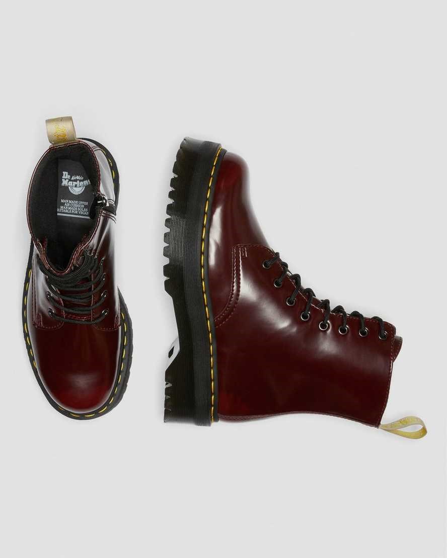 Cherry Red Oxford Rub Off Men's Dr Martens Vegan Jadon II Zip Up Boots | 032798-ZVU