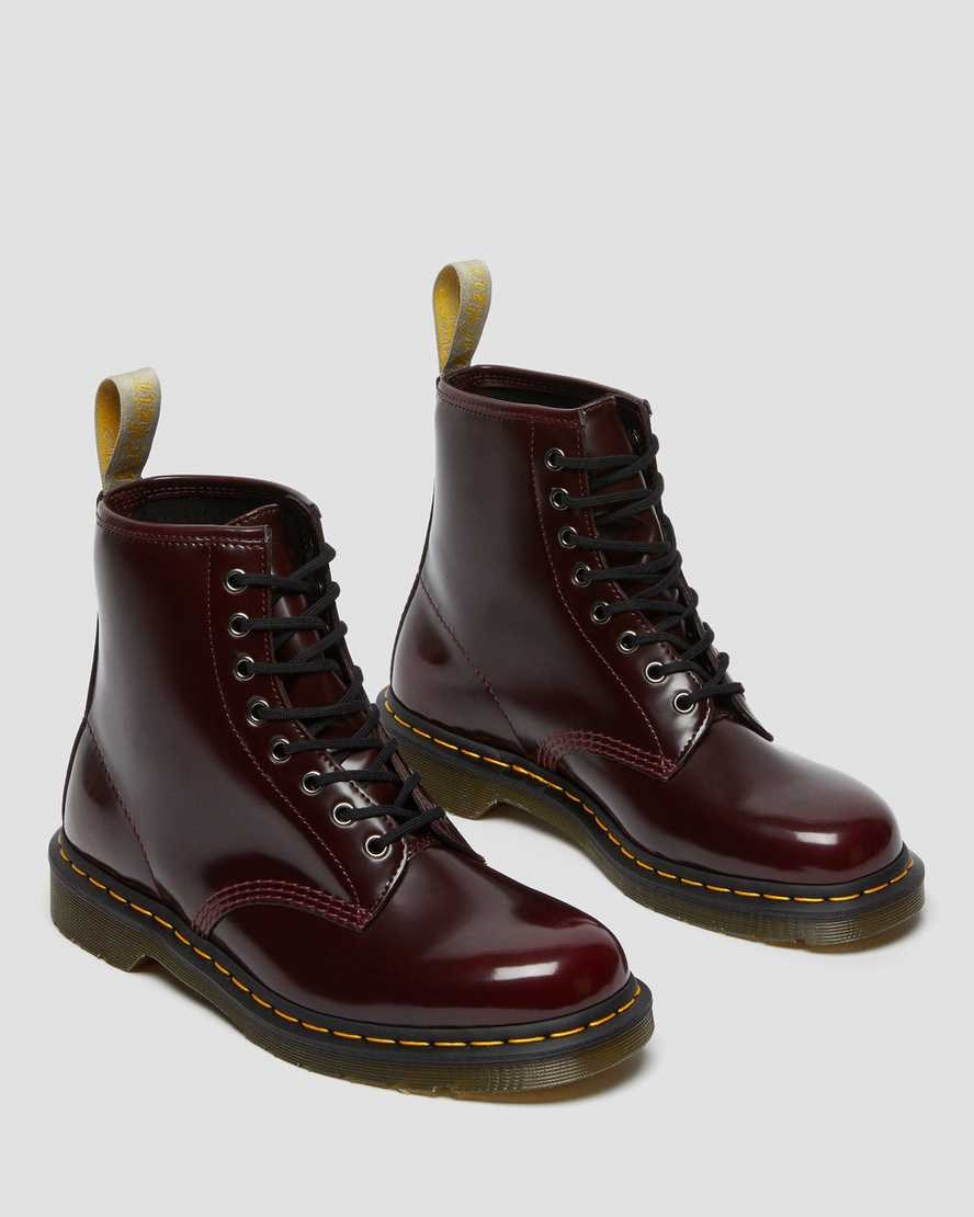 Cherry Red Oxford Rub Off Men's Dr Martens Vegan 1460 Lace Up Boots | 402795-PKG