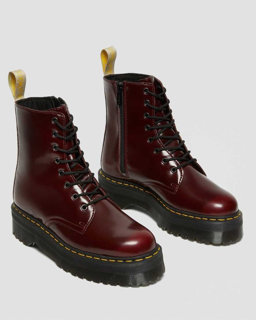 Cherry Red Oxford Rub Off Men's Dr Martens Vegan Jadon II Lace Up Boots | 472385-KPI