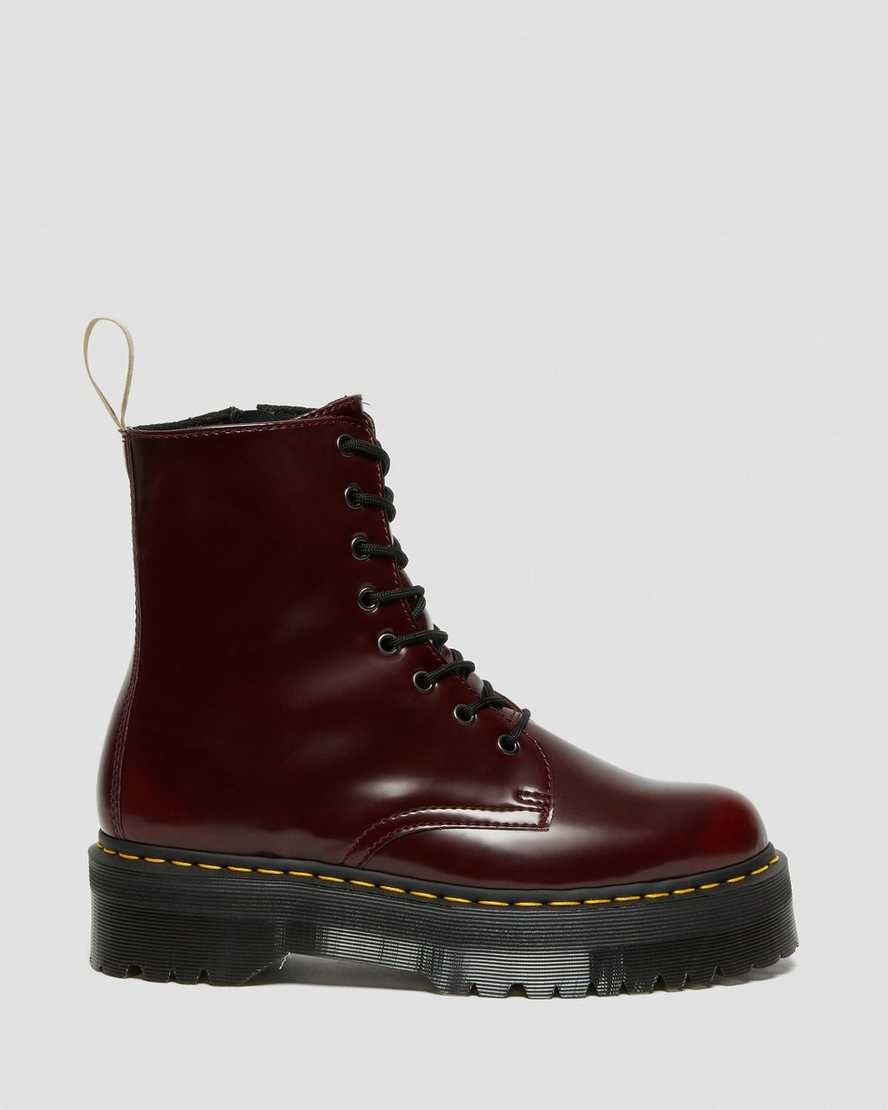 Cherry Red Oxford Rub Off Men's Dr Martens Vegan Jadon II Lace Up Boots | 472385-KPI