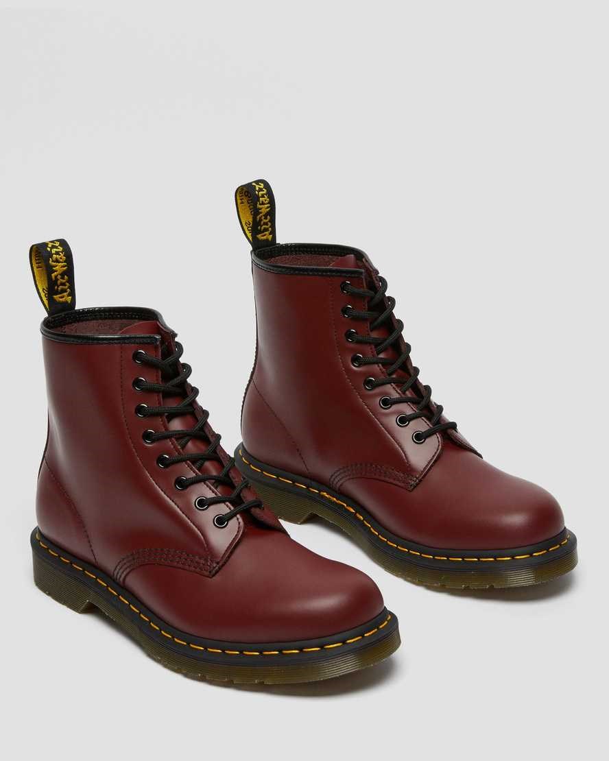 Cherry Red Smooth Leather Men's Dr Martens 1460 Smooth Leather Ankle Boots | 254379-DAM