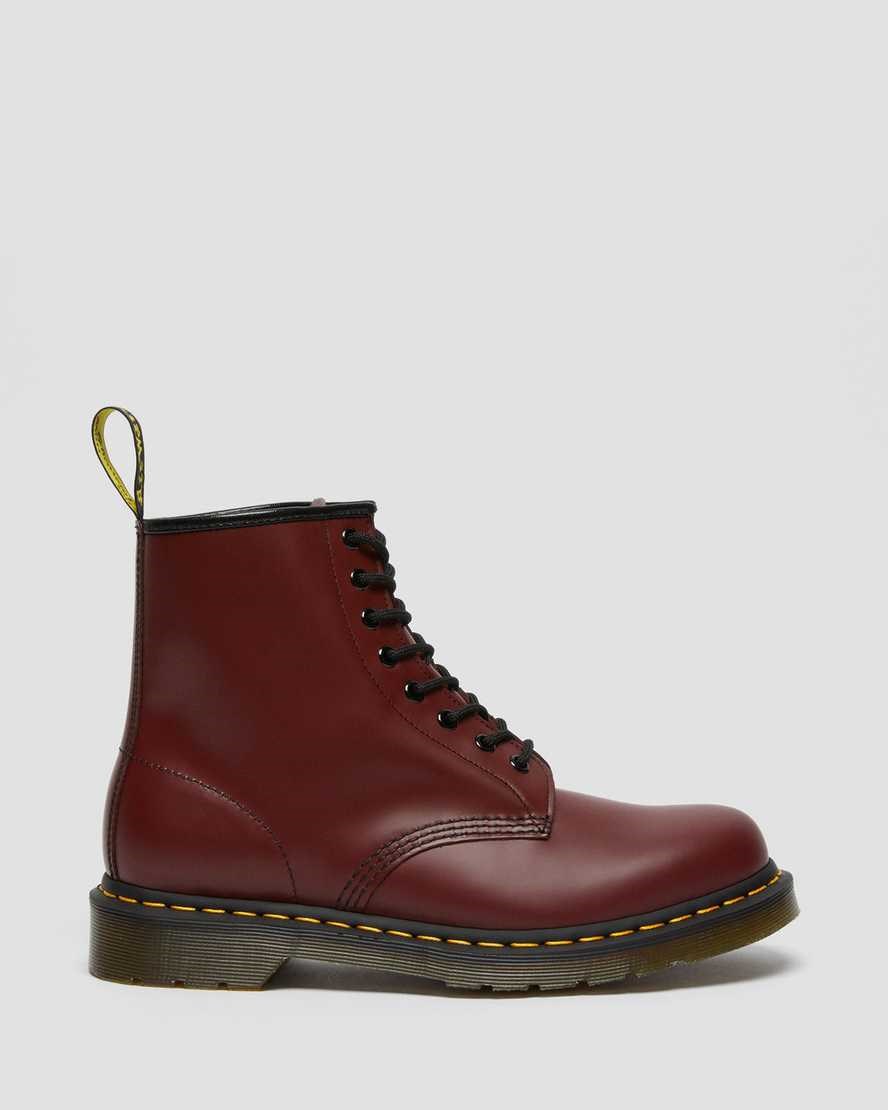 Cherry Red Smooth Leather Men's Dr Martens 1460 Smooth Leather Ankle Boots | 254379-DAM