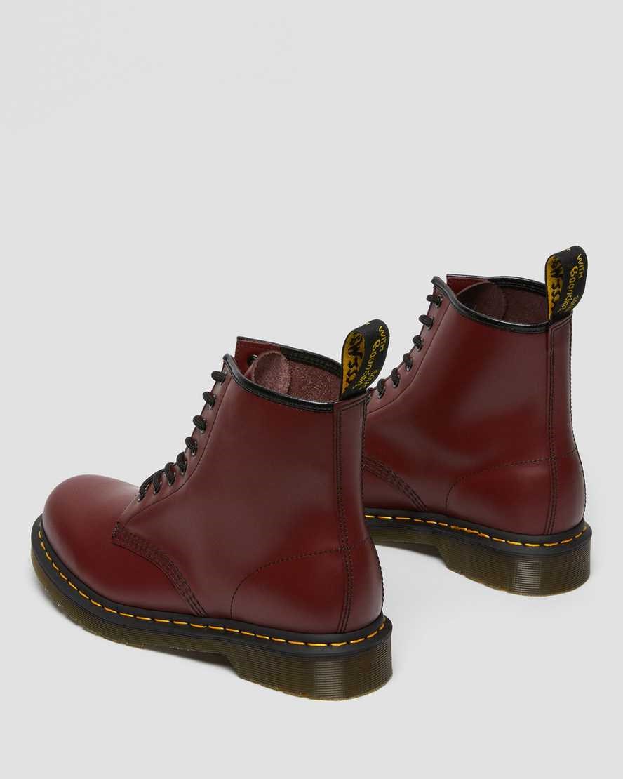 Cherry Red Smooth Leather Men's Dr Martens 1460 Smooth Leather Lace Up Boots | 548329-ZYC