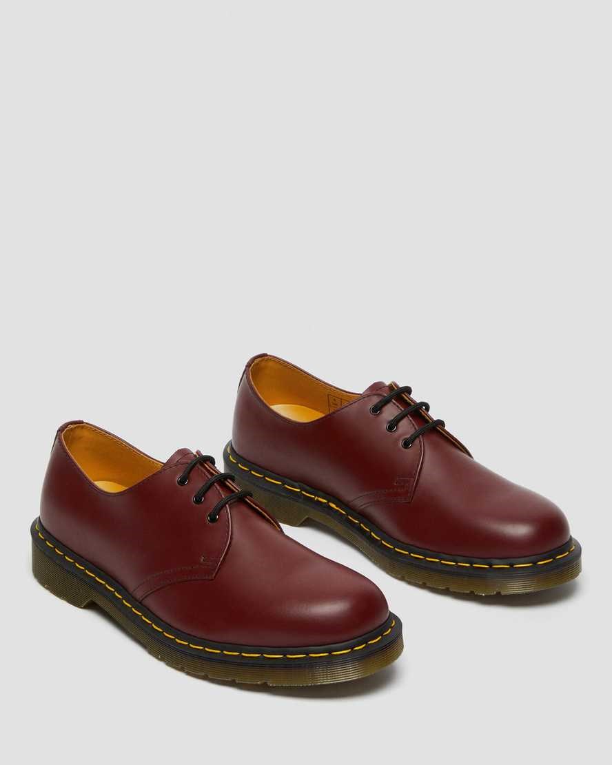 Cherry Red Smooth Leather Men's Dr Martens 1461 Smooth Leather Oxford Shoes | 831742-ZNI