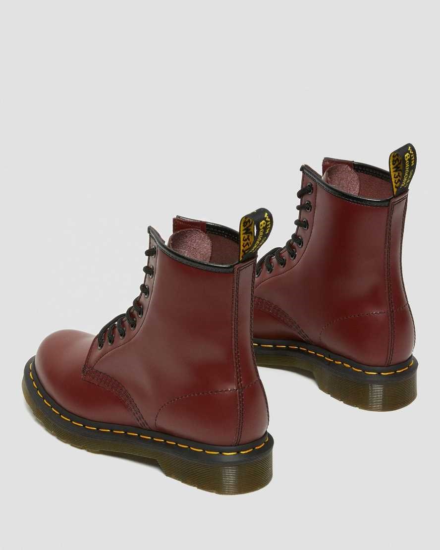 Cherry Red Smooth Leather Women's Dr Martens 1460 Smooth Leather Ankle Boots | 258946-AMN