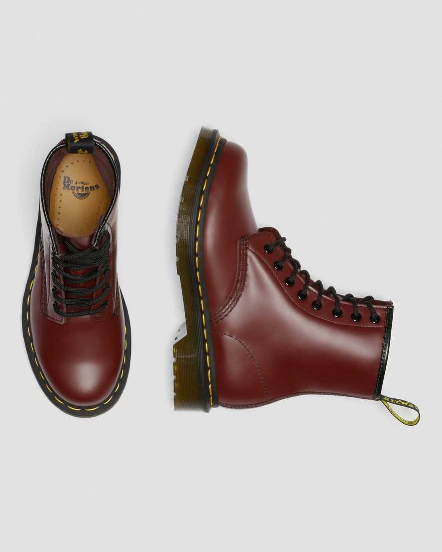 Cherry Red Smooth Leather Women's Dr Martens 1460 Smooth Leather Ankle Boots | 258946-AMN