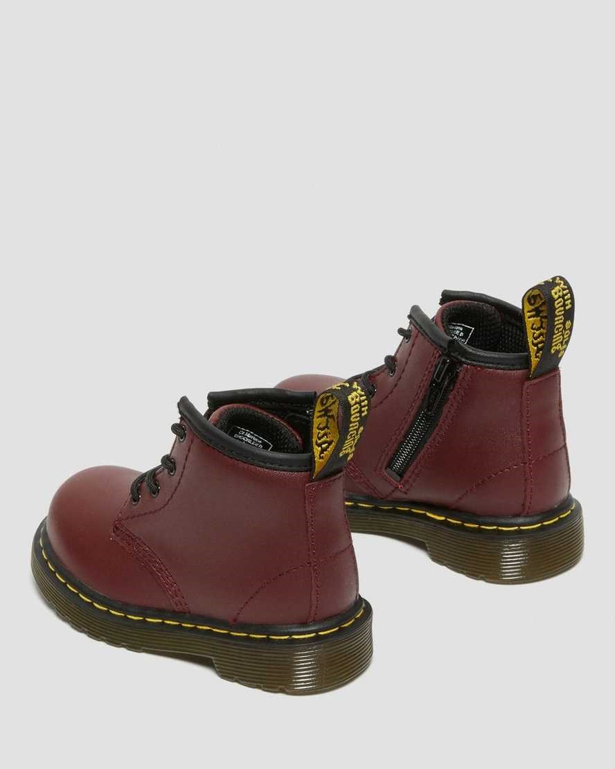 Cherry Red Softy T Kids' Dr Martens Infant 1460 Softy T Leather Lace Up Boots | 796514-LIK