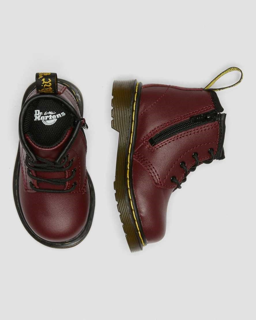 Cherry Red Softy T Kids' Dr Martens Infant 1460 Softy T Leather Lace Up Boots | 796514-LIK