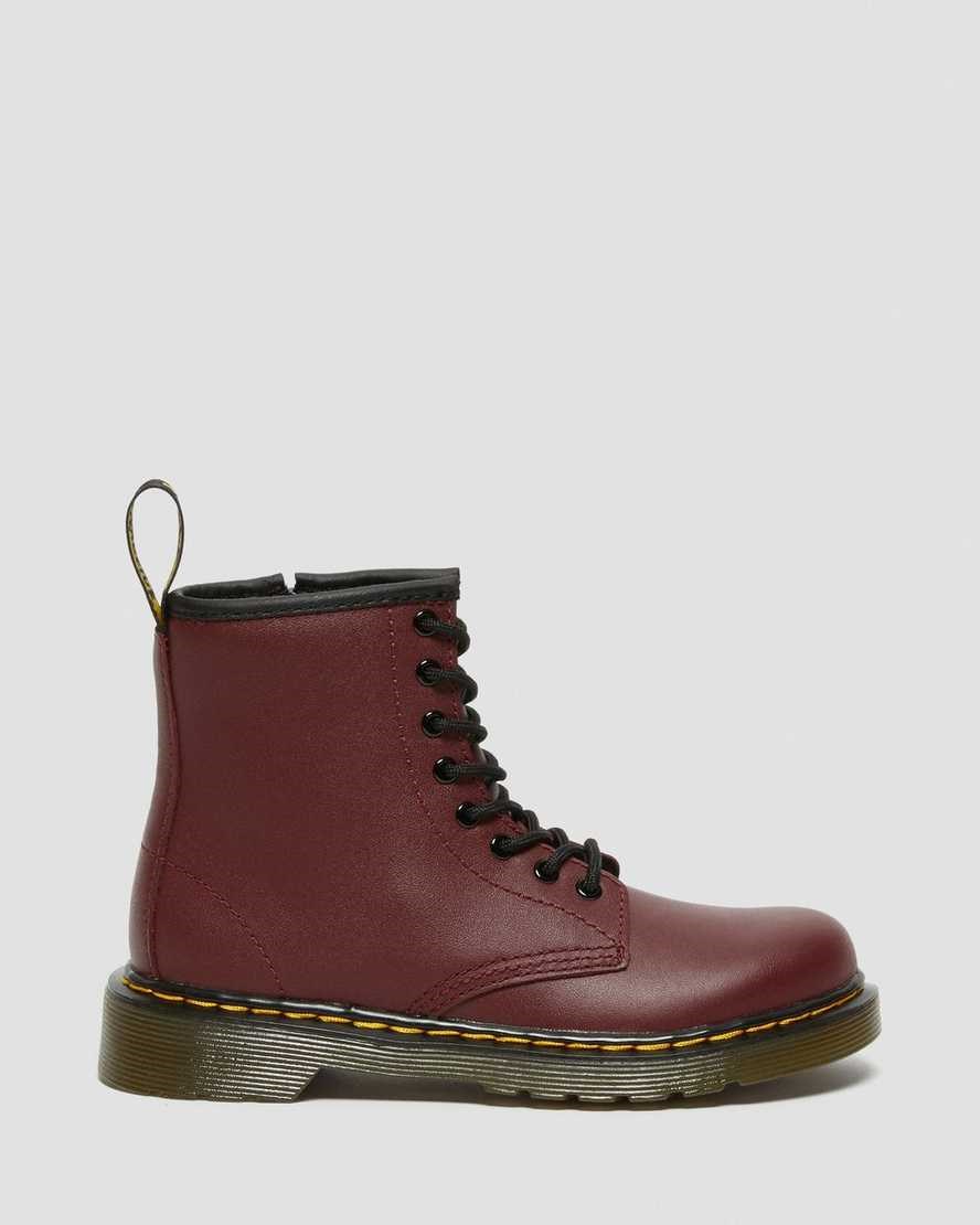 Cherry Red Softy T Kids' Dr Martens Junior 1460 Softy T Leather Lace Up Boots | 936512-GST