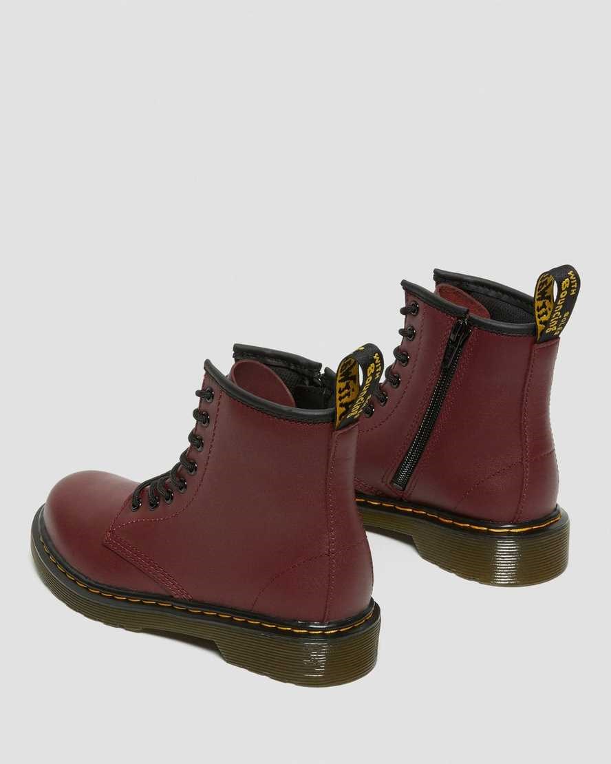 Cherry Red Softy T Kids' Dr Martens Junior 1460 Softy T Leather Lace Up Boots | 936512-GST