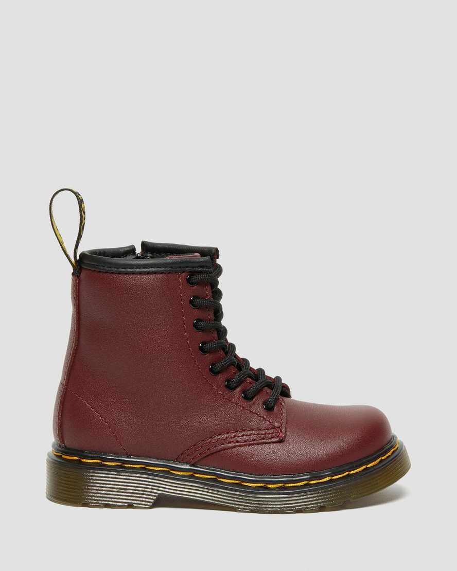 Cherry Red Softy T Kids' Dr Martens Toddler 1460 Softy T Leather Lace Up Boots | 036841-RKX