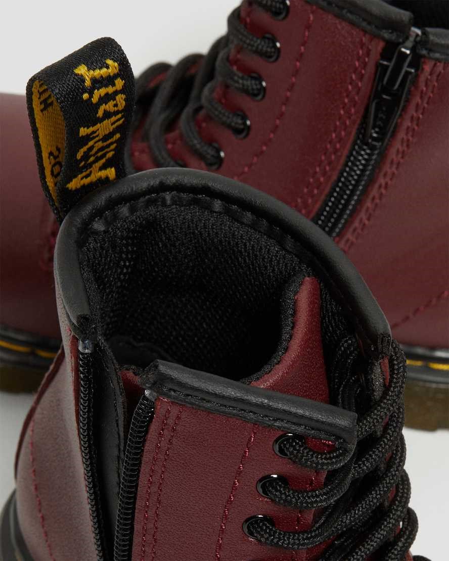 Cherry Red Softy T Kids' Dr Martens Toddler 1460 Softy T Leather Lace Up Boots | 036841-RKX