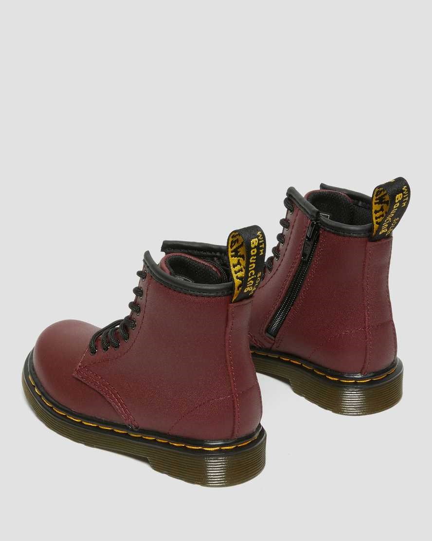 Cherry Red Softy T Kids' Dr Martens Toddler 1460 Softy T Leather Lace Up Boots | 036841-RKX