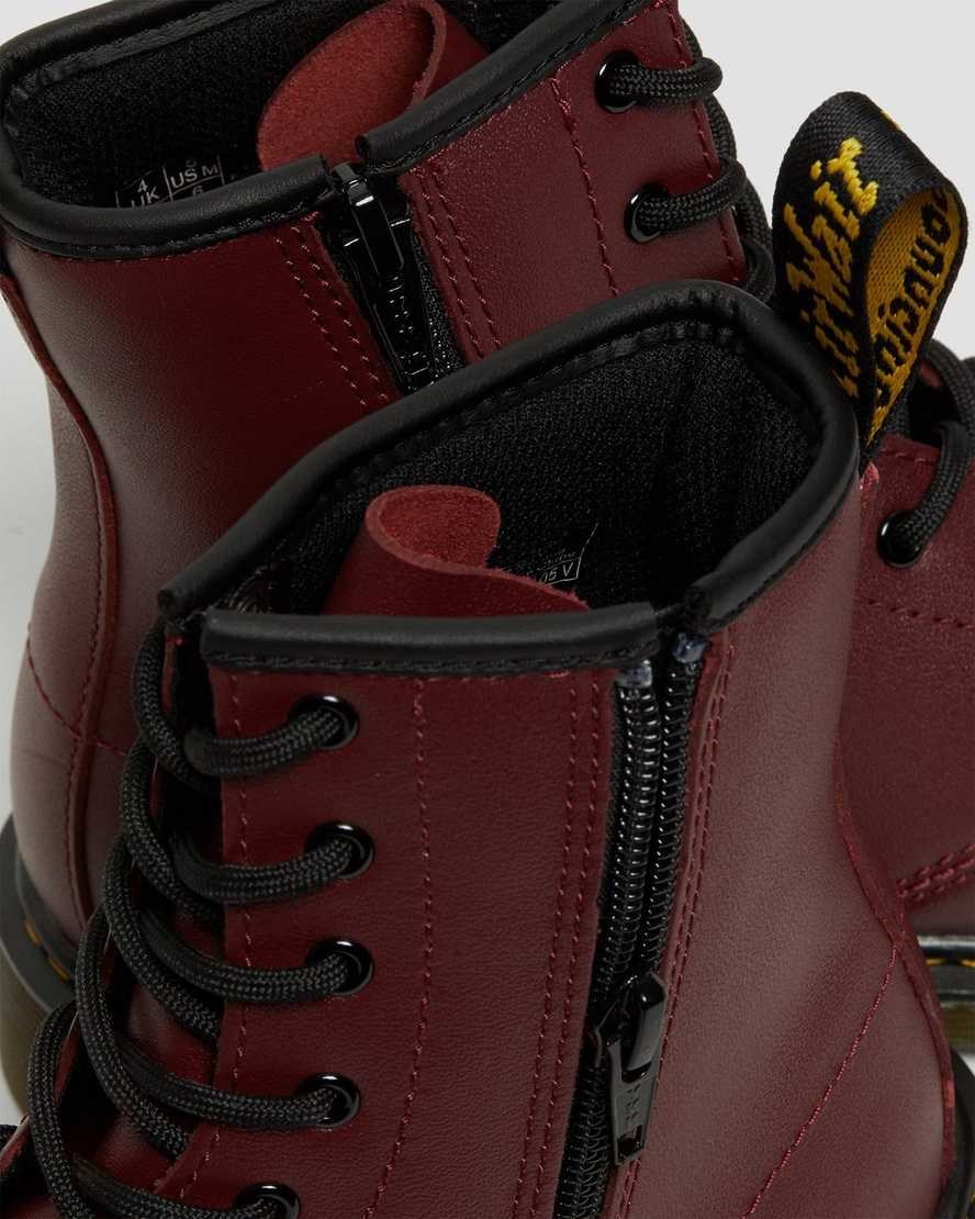 Cherry Red Softy T Kids' Dr Martens Youth 1460 Softy T Leather Lace Up Boots | 826953-AVT