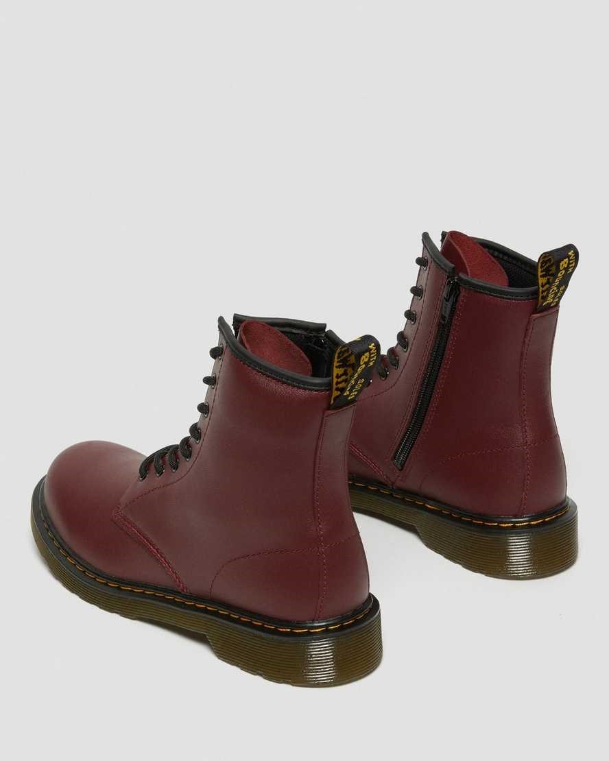 Cherry Red Softy T Kids' Dr Martens Youth 1460 Softy T Leather Lace Up Boots | 826953-AVT