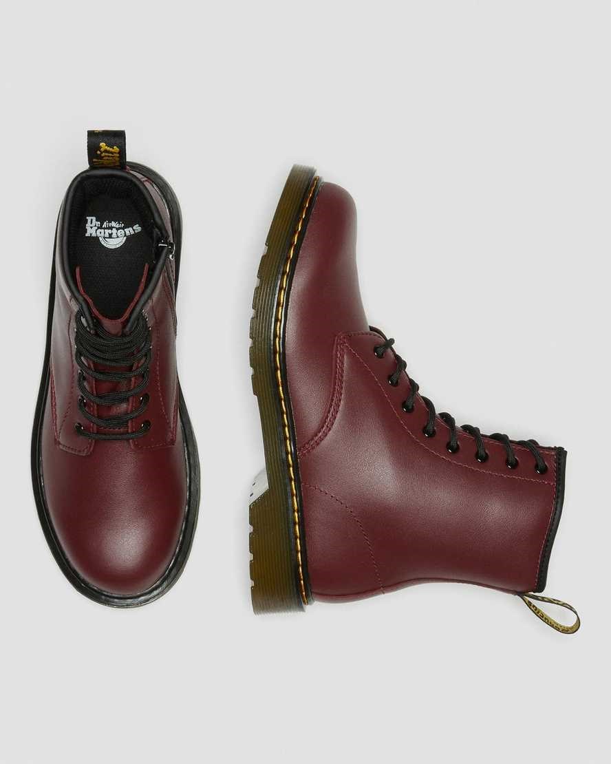 Cherry Red Softy T Kids' Dr Martens Youth 1460 Softy T Leather Lace Up Boots | 826953-AVT