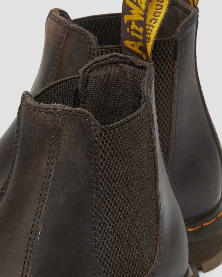 Dark Brown Crazy Horse Leather Men's Dr Martens 2976 Slip Resistant Leather Chelsea Boots | 097326-MBZ