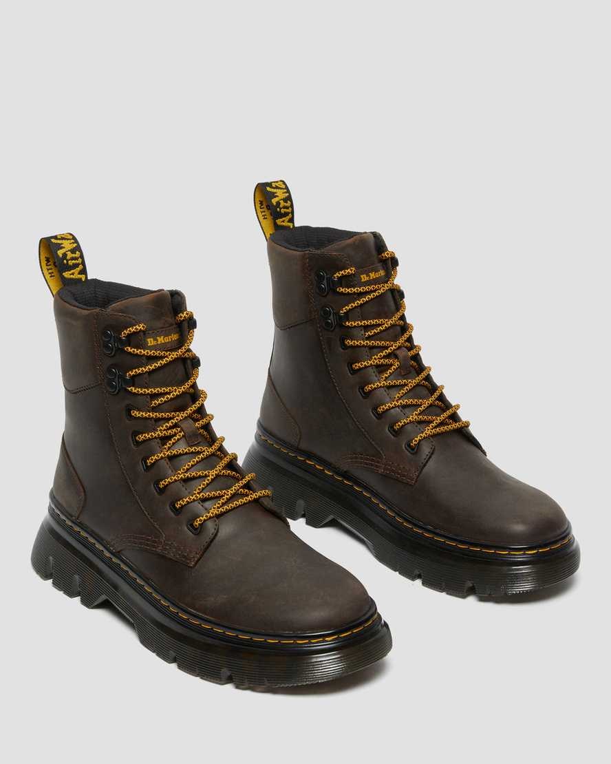 Dark Brown Crazy Horse Leather Men's Dr Martens Tarik Crazy Horse Leather Ankle Boots | 362870-LHG