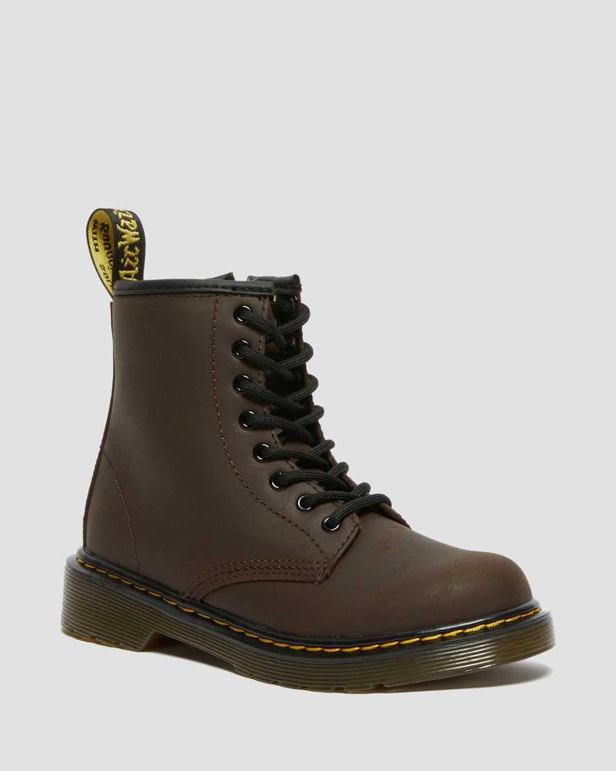 Dark Brown Mohawk Kids' Dr Martens Junior 1460 Faux Fur Lined Lace Up Boots | 059421-UAZ