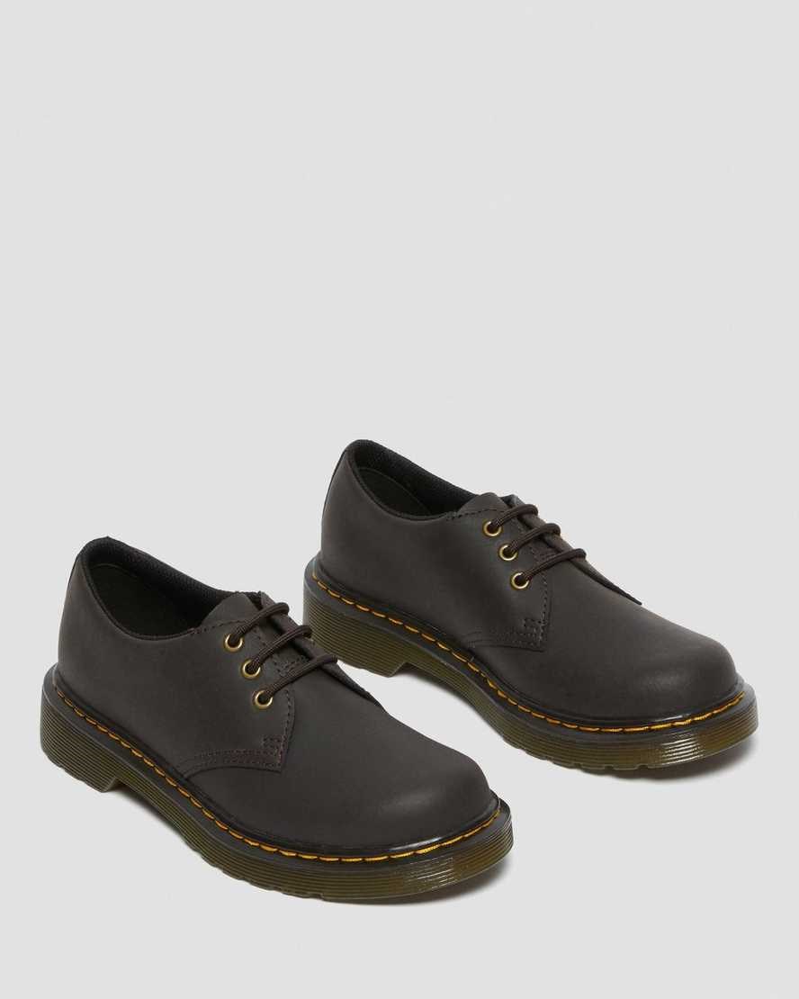 Dark Brown Wildhorse Lamper Kids' Dr Martens Junior 1461 Wildhorse Leather Oxford Shoes | 695280-ZPY