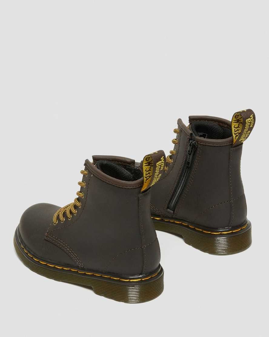 Dark Brown Wildhorse Lamper Kids' Dr Martens Toddler 1460 Wildhorse Leather Lace Up Boots | 705946-SEJ