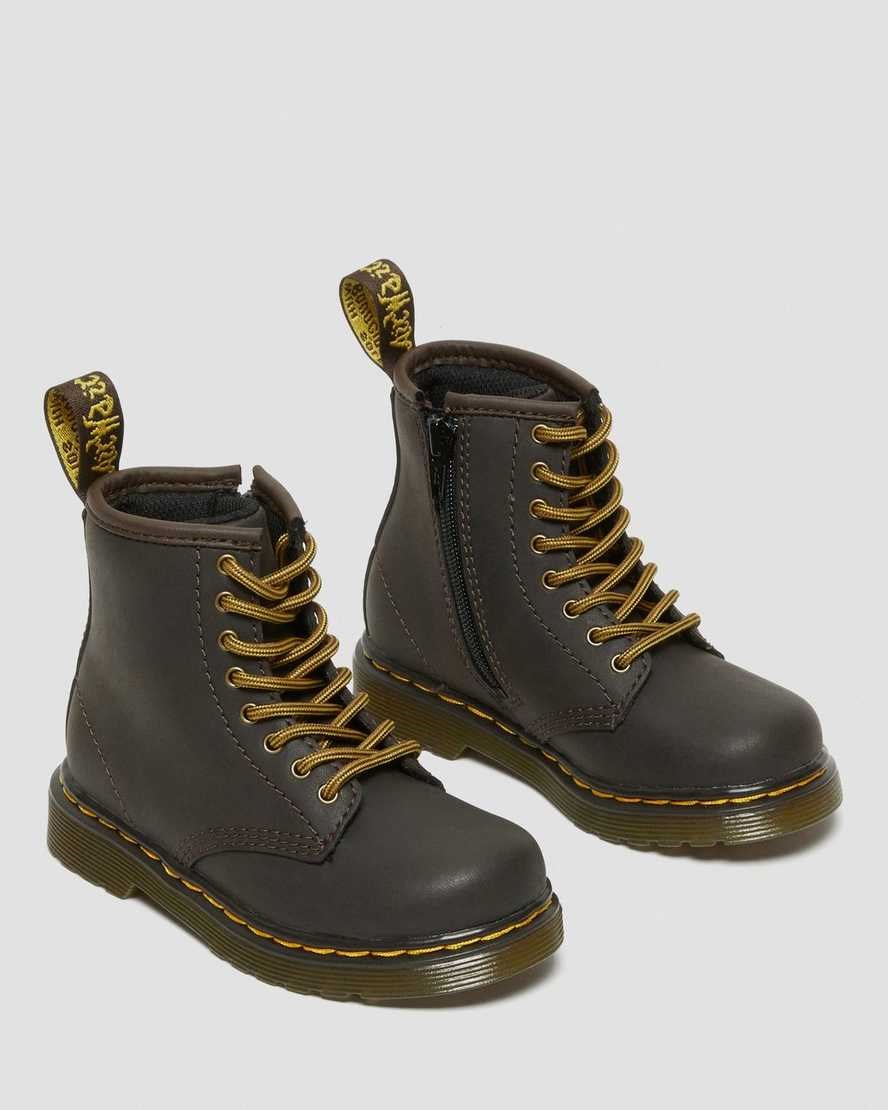 Dark Brown Wildhorse Lamper Kids' Dr Martens Toddler 1460 Wildhorse Leather Lace Up Boots | 705946-SEJ